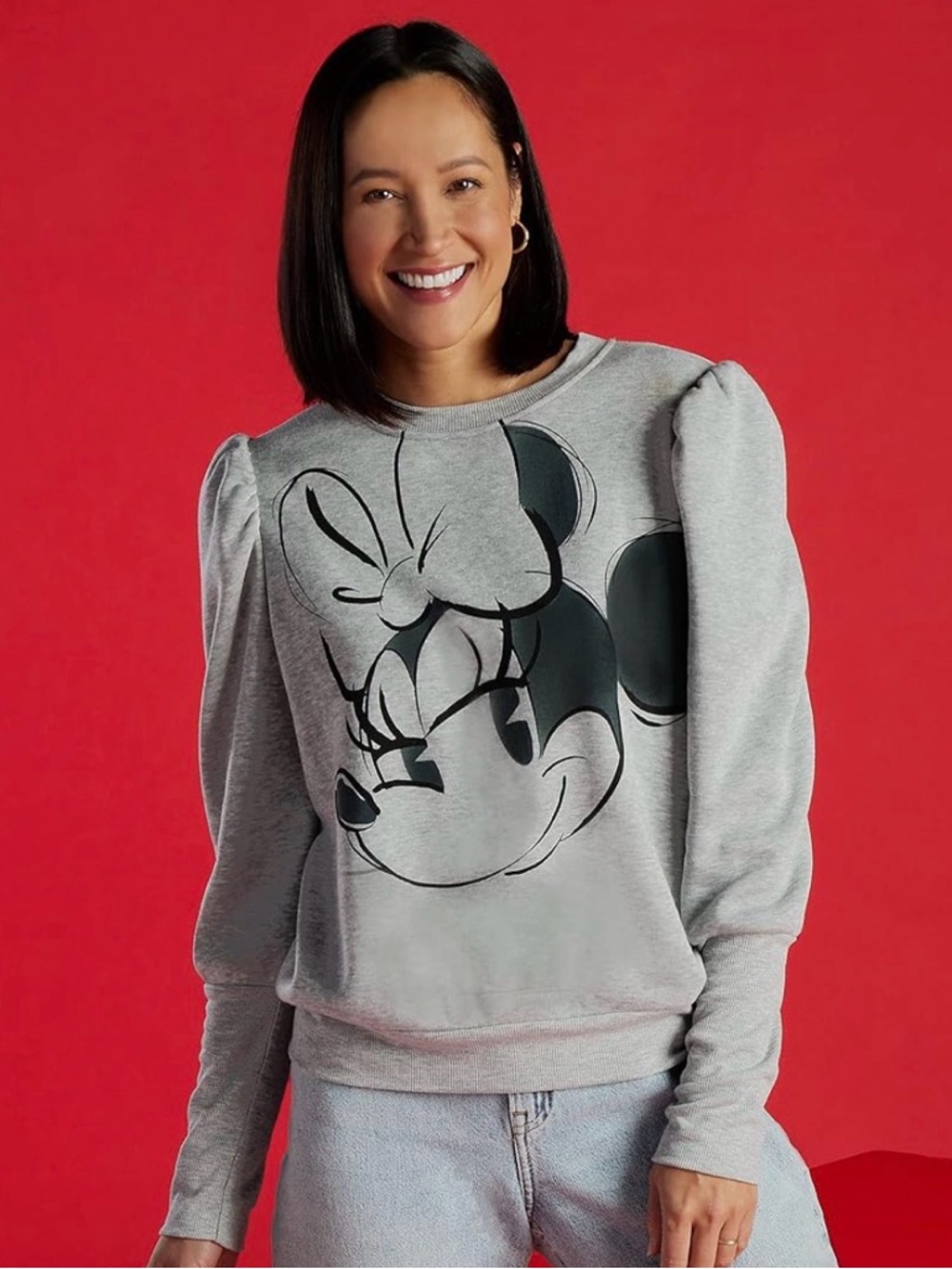 Disney Minnie Mouse Long Sleeve Puff Sleeve Sweatshirt (S) - Picture 2 of 12